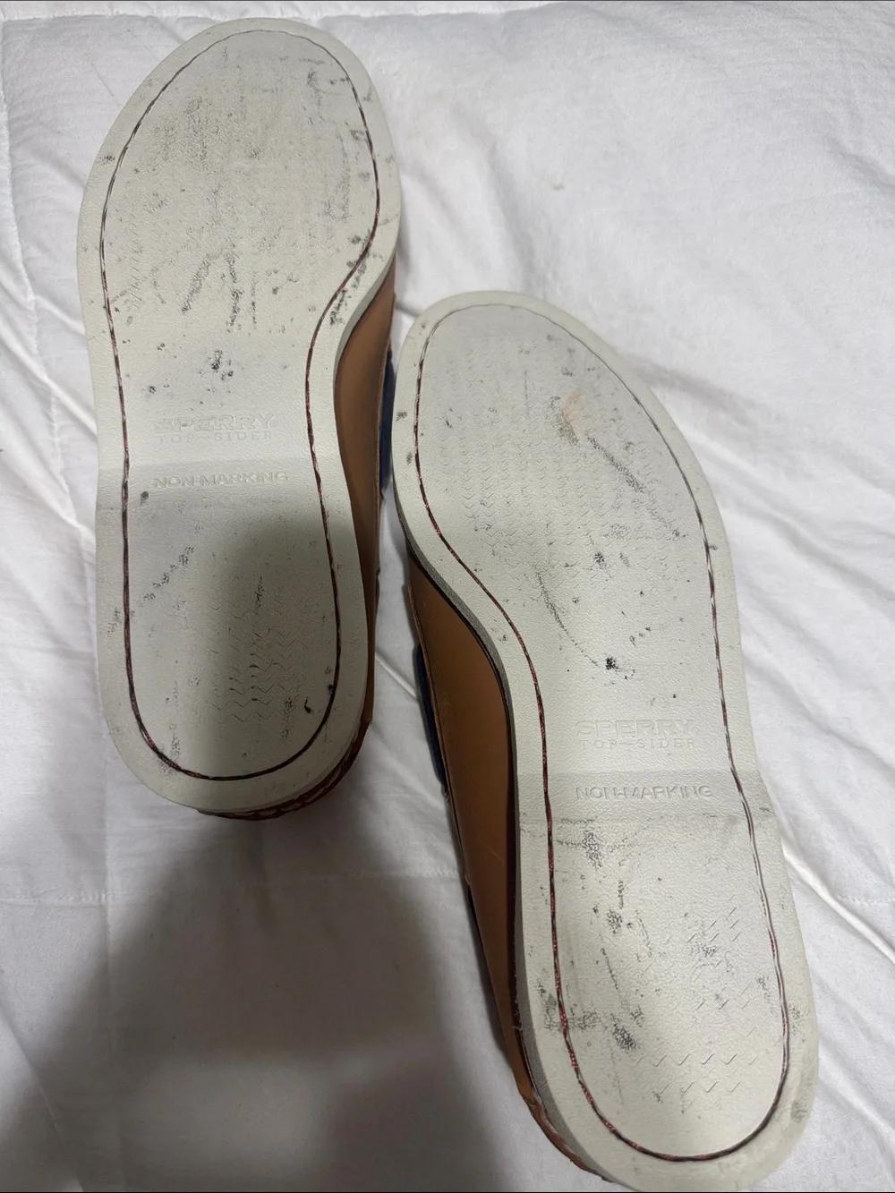 Sperry Gold Cup Brown Leather Boat Shoes with Blue Laces